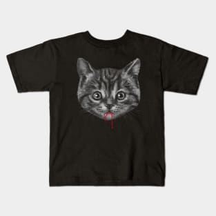 Black Pussy Cat Kids T-Shirt